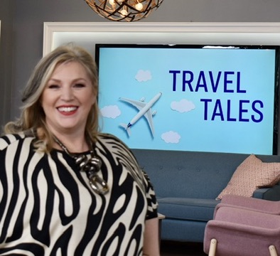 Lorraine on the Travel Tales TV set